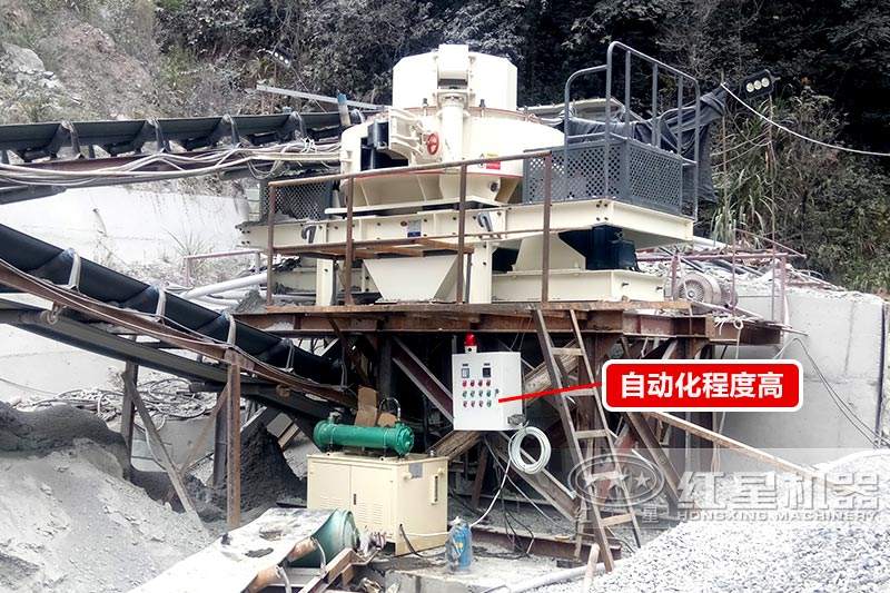 VSI制砂機(jī)現(xiàn)場(chǎng)，自動(dòng)化程度高