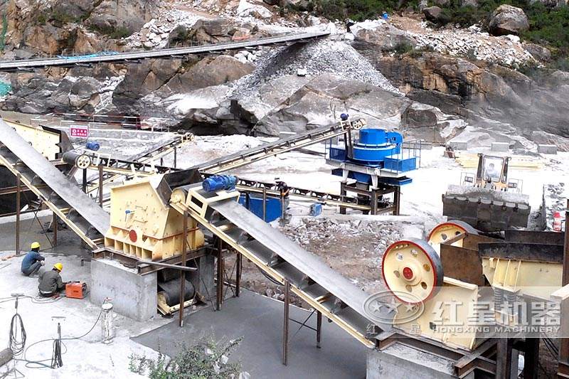 制砂機(jī)全景，制砂機(jī)+反擊破+顎破