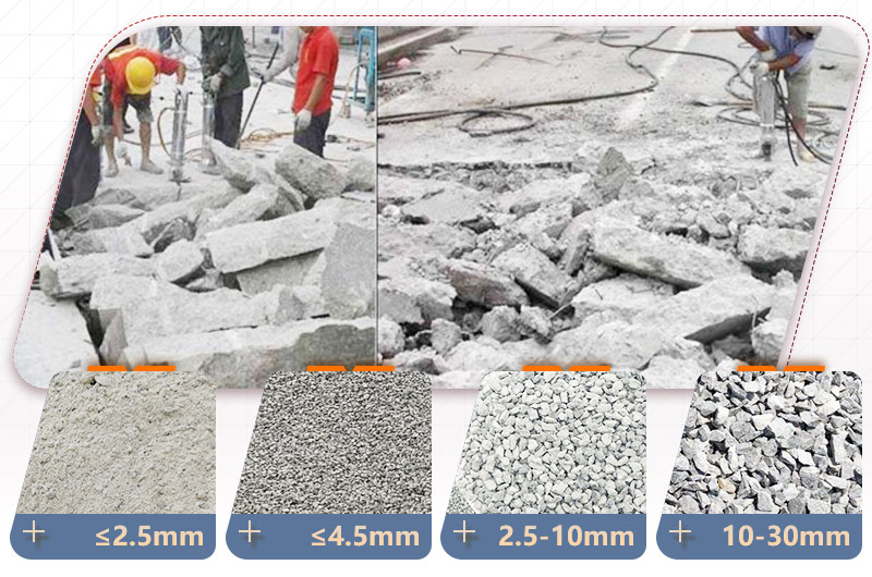 混凝土破碎成品規(guī)格多，用途廣